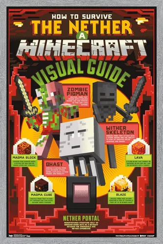 Miniatura 11 de Trends International Minecraft - Póster de The Nether Wall, 14.725 x 22.375 pulgadas, versión enmarcada de madera de granero
