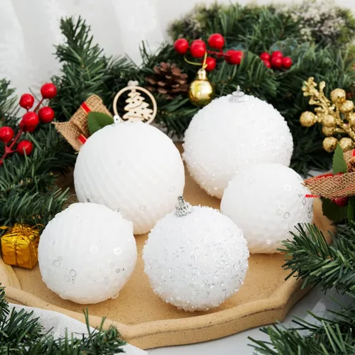 Miniatura 4 de Juego de 8 bolas de Navidad de 3.94 pulgadas, bolas de espuma de lentejuelas con purpurina, irrompibles, decoraciones de árbol de Navidad, juego