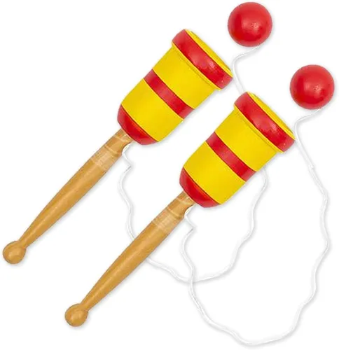 ArtCreativity Juego de pelota de madera para atrapar, juego de 2, juguetes vintage para niños, diseño de madera, juegos de interior y exterior para