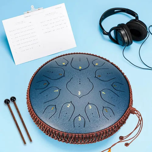 Miniatura 8 de Tambor de Lengua de Acero - ChunFeng 14 Pulgadas 15 Notas - Tambores de Acero para Adultos - Tambores Handpan con Libro de Música, Mazos de Tambor
