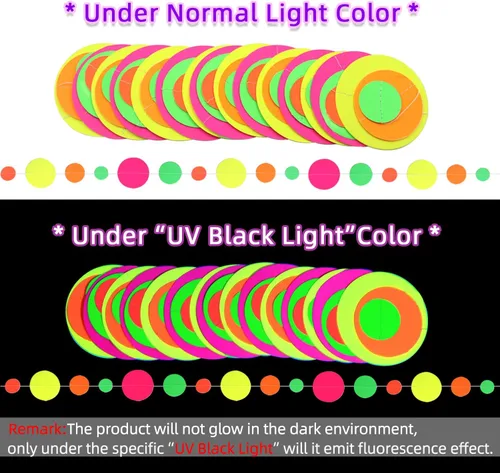 Miniatura 3 de Serpentinas de guirnalda de papel de neón redondas UV de 115 pies, decoraciones de luz negra para suministros de fiestas que brillan y decoraciones