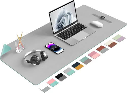 Miniatura 27 de Aothia Alfombrilla de escritorio de piel sintética de doble cara, antideslizante, grande, para mouse y escritorio para oficina, hogar, impermeable