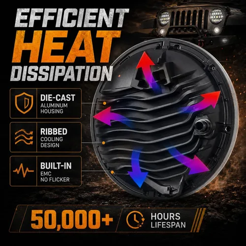 Miniatura 6 de JHLion - Faros delanteros LED de Jeep Wrangler, 7 pulgadas para Jeep Wrangler JK/TJ/LJ 1997-2020, 150W, faros redondos LED aprobados por DOT, 500%