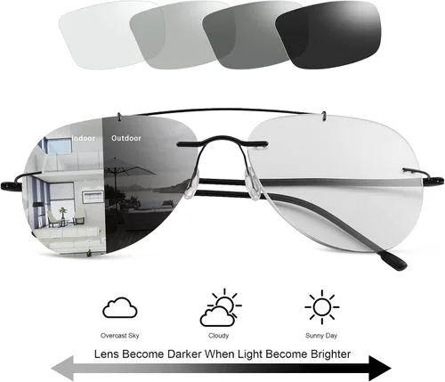 Miniatura 7 de Gafas de lectura fotocrómicas progresivas multifocales para computadora UV400, lentes de sol de transición, gafas de sol anti luz azul