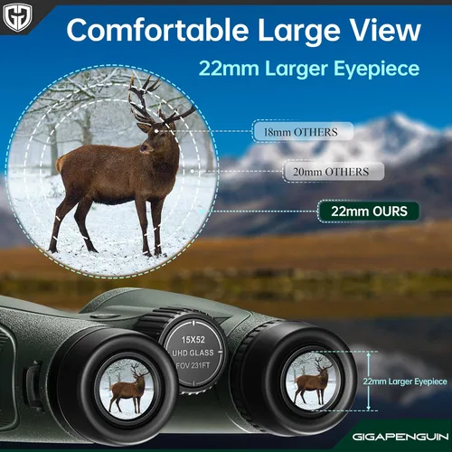 Miniatura 3 de Binoculares HD de 15x52 para adultos de alta potencia con adaptador de teléfono mejorado - Binoculares de gran campo visual con visión clara en poca