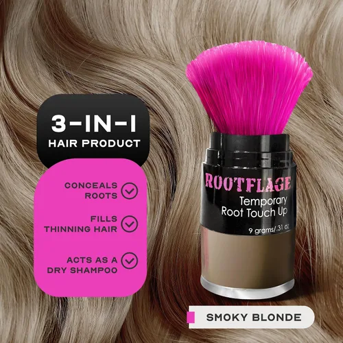 Miniatura 2 de Rootflage Polvo de retoque de raíz, polvo de cabello rubio ahumado para cobertura temporal instantánea, relleno de línea de cabello, corrector