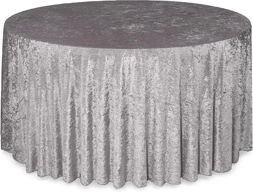 Miniatura 7 de YOUR CHAIR COVERS - Mantel redondo de terciopelo triturado de 120 pulgadas para mesas redondas de 5 pies - Azul polvoriento Azul empolvado
