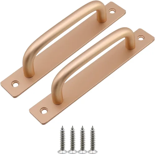 Miniatura 10 de Semetall Paquete de 2 manijas de puerta tipo granero de 5.039 in (5 pulgadas) con orificio central de aleación de aluminio sin perforaciones