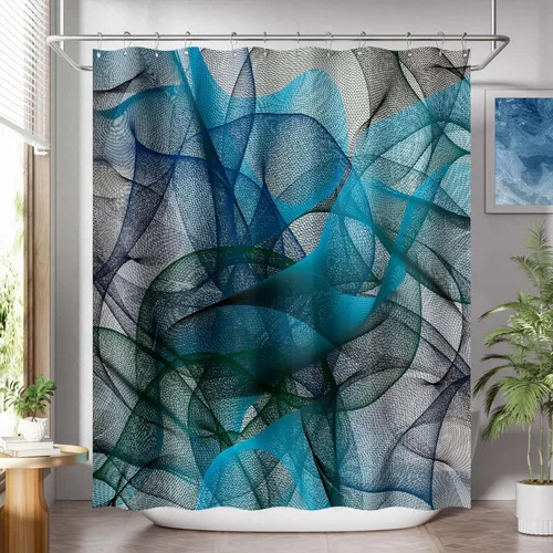 Miniatura 14 de AmazerBath Cortina de ducha floral, juego de cortinas de ducha lavables de tela con 12 ganchos para cortina de ducha, cortinas de ducha de tela C