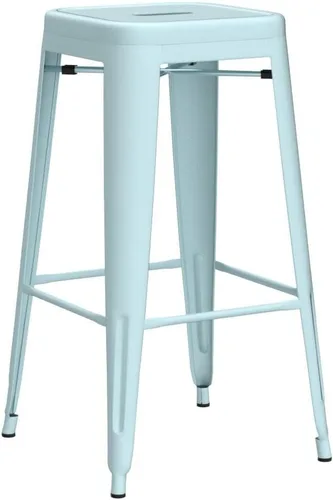 Miniatura 6 de Furmax Juego de 4 taburetes de bar de metal de 30 pulgadas, taburetes de altura de mostrador, sillas de bar industriales, taburete apilable para Azul