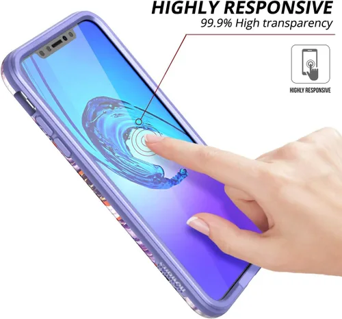Miniatura 3 de SURITCH Funda para iPhone Xs Max, [protector de pantalla integrado] Protección híbrida de cuerpo completo, doble capa de silicona suave a prueba