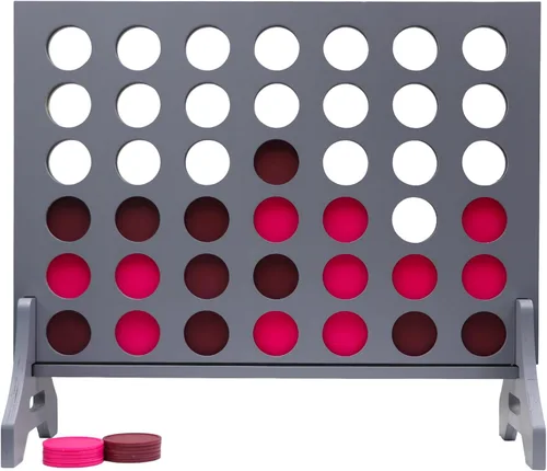 Miniatura 84 de Juego gigante 4 en una fila para familia y adultos – Tailgating Pros Jumbo de madera gris cuatro en una fila juego de patio para interiores