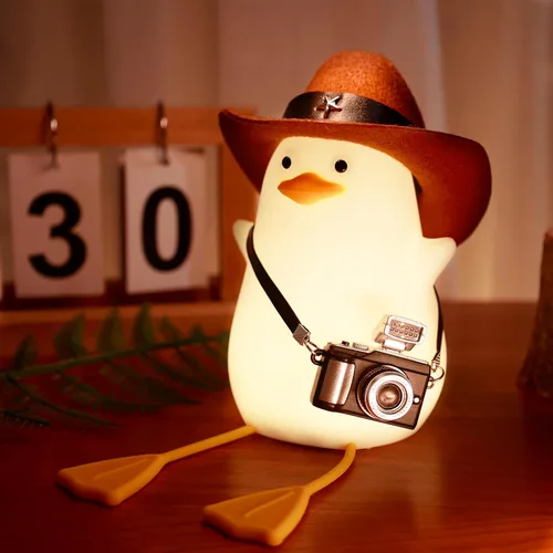 Miniatura 11 de Anywin Luz nocturna de pato para niños, bonitos regalos de patos Benson, lámpara de noche de silicona suave al tacto para guardería, regalos