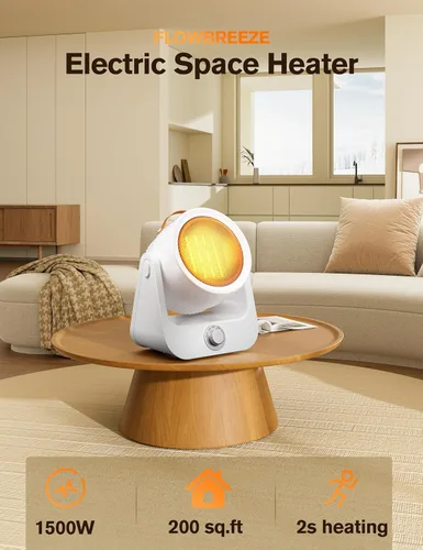 Miniatura 2 de Calentadores eléctricos para uso en interiores, oscilación ilimitada de 100°, calentamiento instantáneo 2S, calentadores eléctricos de cerámica