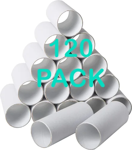 Paquete de 120 tubos de cartón para manualidades, rollos de manualidades, tubos redondos, rollos de papel higiénico, tubos de cartón para
