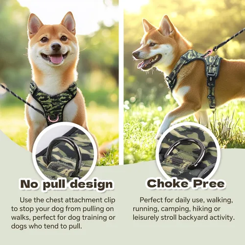 Miniatura 6 de Arnés para perro sin tirones, chaleco reflectante ajustable con clip delantero/trasero, asa de fácil control para perros de tamaño mediano, grande