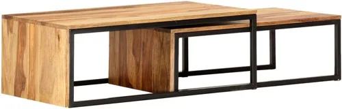 Miniatura 9 de Mesas nido, mesa de centro única, pequeña mesa de centro elevada adecuada para sala de estar, balcón, oficina, sala de estar familiar, 2 piezas