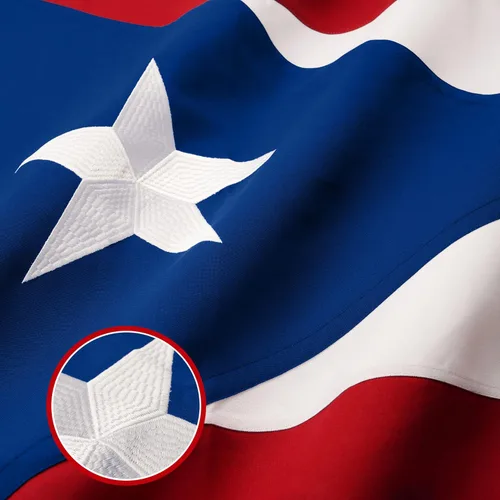 G128 Bandera de Puerto Rico de Puerto Rico | 4 x 6 pies | Serie StormFlyer bordada de poliéster hilado de 220GSM | Diseño bordado, Puerto Rico Spun