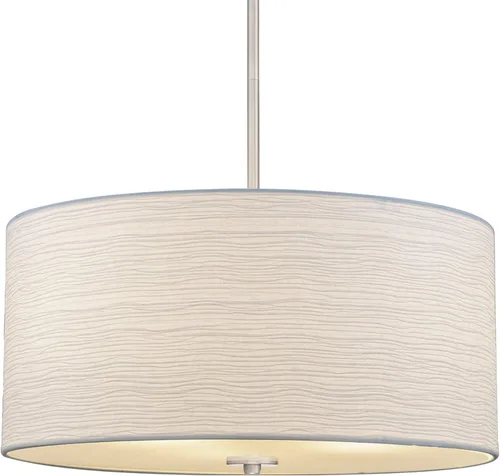 Kira Home Pearl 18" Lámpara colgante moderna de 3 luces con gran tambor, pantalla texturizada blanca + difusor de vidrio, altura ajustable, Níquel