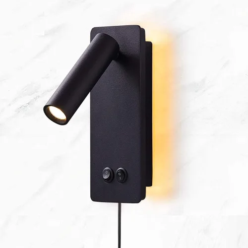 Luces LED de pared de lectura para dormitorio, lámpara de pared nocturna con luz de fondo, apliques de pared ajustables con cable enchufable, Blanco