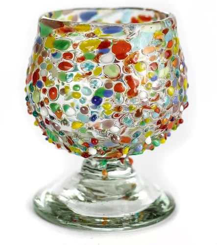 Miniatura 9 de Auténticos vasos de chupito soplados a mano de tequila mexicano - Juego de 4-2 onzas - Mini snifters de vidrio - Base pesada - Coñac (Confeti)