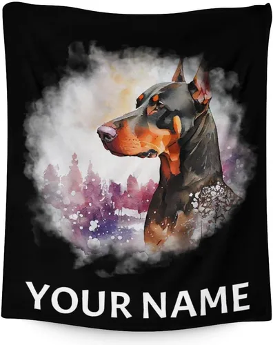 Miniatura 11 de Doberman - Manta suave, mullida y cálida, manta pequeña de 30 x 40 pulgadas para sofá, oficina, regalo verde lindo para los amantes de los perros