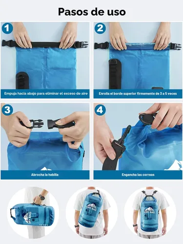 Miniatura 5 de HEETA Bolsa Seca Impermeable para Mujeres y Hombres, 5L/10L/20L/30L/40L Tapa Enrollable Bolsa de Almacenamiento Seca Ligera Mochila con Funda
