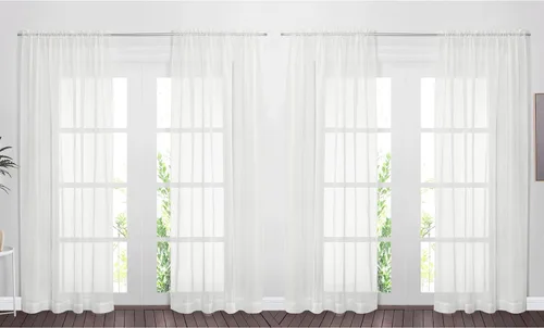 Miniatura 30 de NICETOWN Cortinas traslúcidas de gasa para ventana de dormitorio, bolsillo para barra, elegantes cortinas traslúcidas ligeras que llegan al suelo