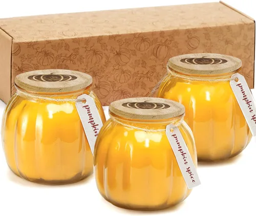 Miniatura 8 de 3Pcs Pumpkin Shaped Candles, Fall Scented Candle,Pumpkin Spice Scented Candle Set of 3 (Orange)