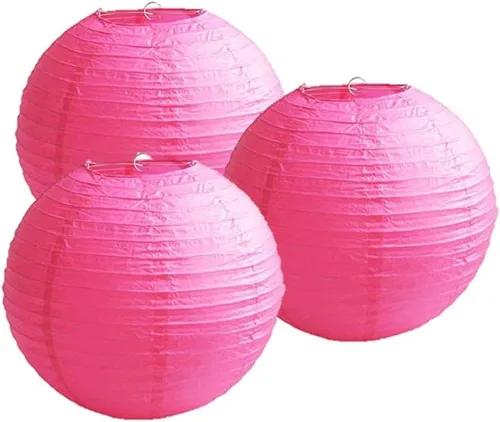 Miniatura 37 de Paquete de 3 linternas redondas de papel para decoración de boda y fiesta de cumpleaños (azul bebé, 4 pulgadas/3.9 in)