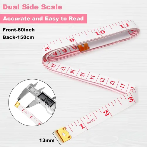 Miniatura 2 de 12 paquetes de cinta métrica suave para medir el cuerpo, tela pequeña, tela de costura, cintura rosa, mini cinta métrica para mediciones corporales