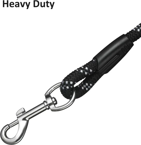 Miniatura 4 de Correa larga para entrenamiento de perros de 10 pies, 16 pies, 30 pies, 50 pies, 100 pies, cuerda de hilos reflectantes, correa resistente para Negro