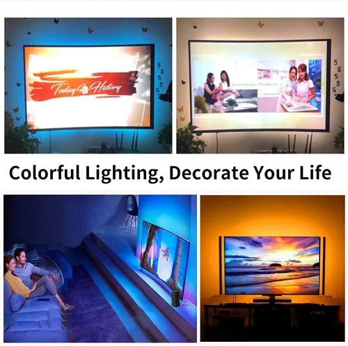 Miniatura 9 de KUMQUAT Tira de luces LED RGB retroiluminación para TV, 5 V, USB, multicolor, tiras de luz LED de 6.56 pies/6.6 ft, kit de tira que cambia