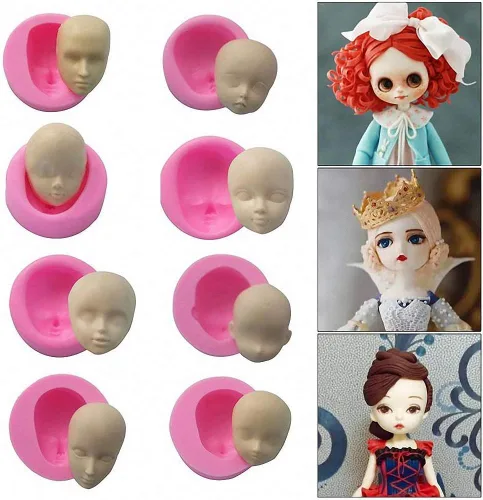 Miniatura 2 de 8 unids/set 3D bebé cara suave arcilla molde herramientas muñeca cara silicona molde Fondant pastel decoración herramientas chocolate caramelo
