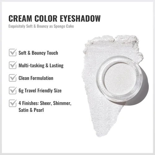 Miniatura 4 de Oulac Sombra de ojos en crema blanca brillante Iluminador a prueba de agua y sombra de ojos con purpurina de larga duración, color natural