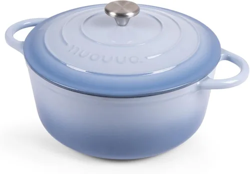 Miniatura 20 de Nuovva Olla Holandesa de Hierro Fundido Esmaltado con Tapa – Cazuela Antiadherente de 6.4 Cuartos – Resistente y Apta para Horno hasta 500°F