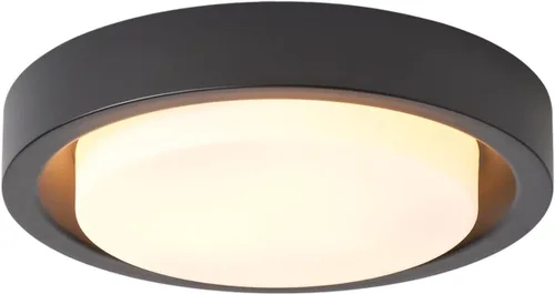 Miniatura 9 de Lámpara de techo de montaje al ras de 13 pulgadas, placa de acabado negro con pantalla de vidrio esmerilado, accesorio de iluminación de techo