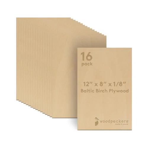 Miniatura 14 de Woodpeckers - Madera contrachapada de abedul báltico, 0.118 in, 1/8 x 5 x 7 pulgadas, paquete de 12 hojas de abedul báltico de grado B/BB, perfectas