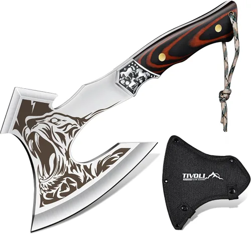 Miniatura 7 de Tivoli Hachas y hachas de campamento de 15 pulgadas, hacha de bushcraft para división de madera y leña, hachas de corte de acero al carbono forjado
