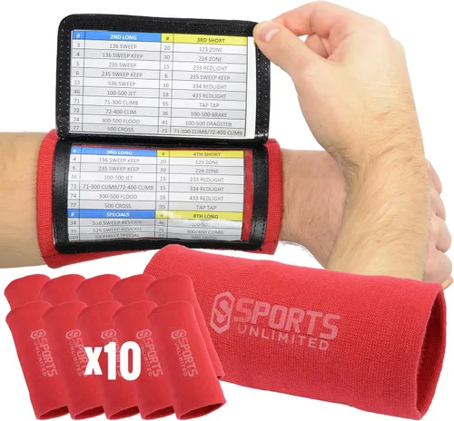Miniatura 22 de Sports Unlimited Banda Instructora Triple para Adultos, Muñequeras de Fútbol para Jugadas, Muñequeras de Béisbol, Bandas de Brazo QB Negro