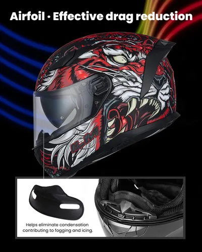 Miniatura 3 de ILM MIPS Casco de Moto Cara Completa con Inserción Pinlock, Doble Visera Antiniebla, para Carreras, para Hombres y Mujeres, Certificado DOT