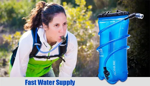Miniatura 8 de AONIJIE Bolsa de agua plegable de hidratación a prueba de fugas, depósito de agua para senderismo al aire libre, mochilero, correr, ciclismo 1.5L-TPU