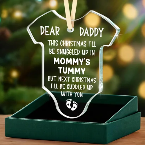 Regalos para papá que espera: regalo de revelación de Navidad para nuevos padres, promocionado a papá nuevo papá por primera vez, adorno de Navidad