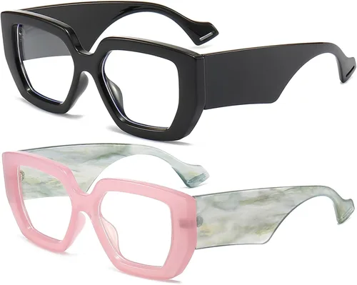 Miniatura 13 de AIEYEZO Gafas de luz azul con marco grueso para hombres y mujeres, gafas cuadradas de moda para computadora, antifatiga ocular y previenen el dolor