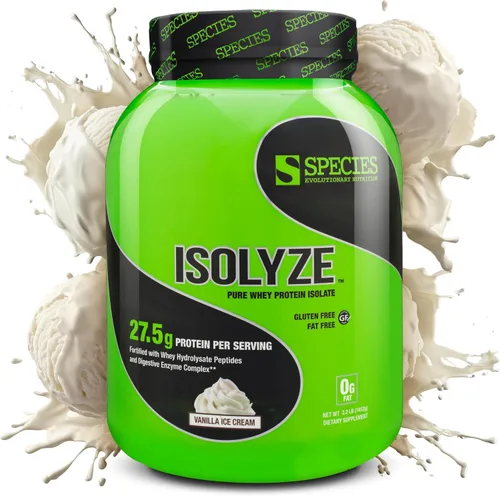 Miniatura 10 de Species Nutrition Isolyze - Proteína de suero en polvo, 100% aislado de suero de leche para construcción muscular, 0.71 oz de proteína por