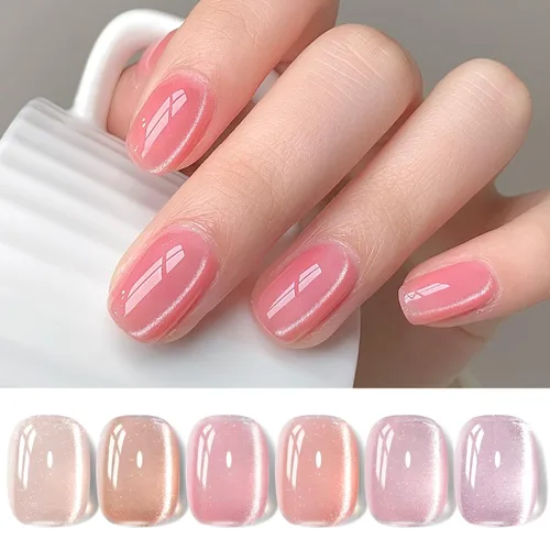 Miniatura 12 de SHOYUM Jelly Nude Juego de Esmalte de Uñas en Gel 6 Colores Neutros Transparentes Rosa Claro Púrpura Kit de Esmalte en Gel Translúcido Removible DIY