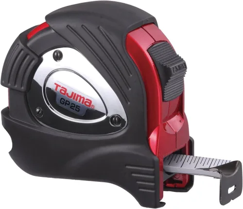 TAJIMA Cinta métrica G-Plus de 25 pies x 1 pulgada con estuche blindado y hoja revestida de acrílico - GP-25BW