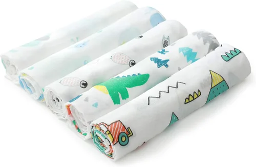 Miniatura 7 de Manta de muselina para envolver al bebé, saco de pañales de 0 a 3 meses, mantas neutras para niños y niñas, juego de 5 mantas para bebé recién