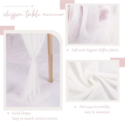 Miniatura 4 de Camino de mesa de gasa blanca de 10 pies de 30 x 120 pulgadas, romántico, transparente, para bodas, fiestas, despedidas de soltera, baby shower
