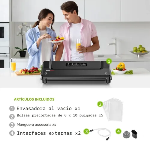 Miniatura 3 de Bonsenkitchen Máquina selladora al vacío Sellador de alimentos compacto para almacenamiento de cocina y preparación de comidas Múltiples modos